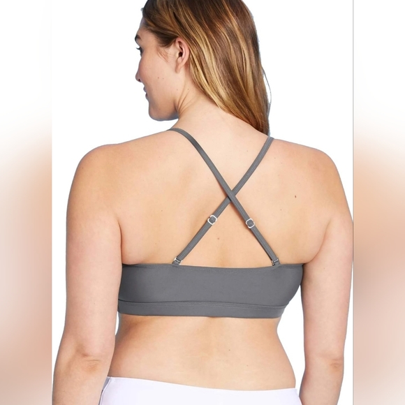 Kona Sol Women's Paisley Bralette Bikini Top Gray Pink Adjustable Straps Medium - Picture 2 of 15